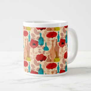 Caneca De Café Grande Flores, vasos e padrões de garrafas