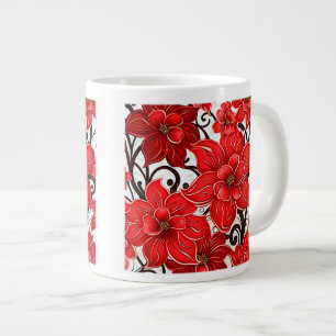 Caneca De Café Grande Flores Vermelhas - Padrões Jumbo Mug