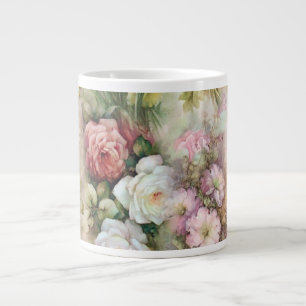 Caneca De Café Grande Flores Vintage