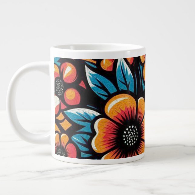 Caneca De Café Grande Florescer Interior (Esquerda)