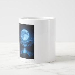 Caneca De Café Grande Floresta Celestial Iluminada pela Lua Estética Ref