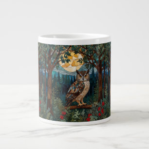 Caneca De Café Grande Floresta de coruja-de-vidro Elegante