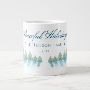 Caneca De Café Grande Floresta de Inverno Pacífica Árvore Aquarela Natal
