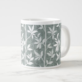 Caneca De Café Grande Floresta Moderna Botânica Verde Salvia