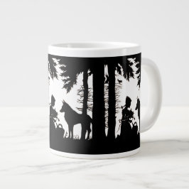 Caneca De Café Grande Florestas de Lobo de Capuchos Vermelho-Silhueta Pr