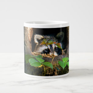 Caneca De Café Grande Florestas   Raccoon Peeking