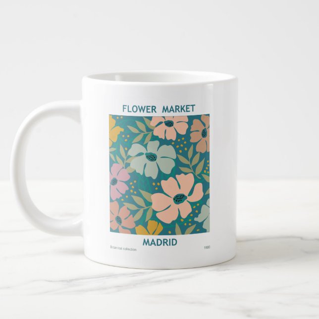 Caneca De Café Grande Flower Market Madrid Impressão (Esquerda)