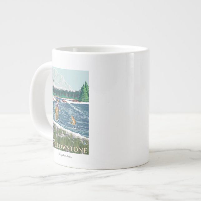 Caneca De Café Grande Fly Fisheries man - West Yellowstone, Montana (Frente Esquerda)