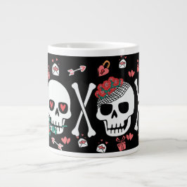Caneca De Café Grande Fofinho Skully Valloween Dia dos Namorados XOXO