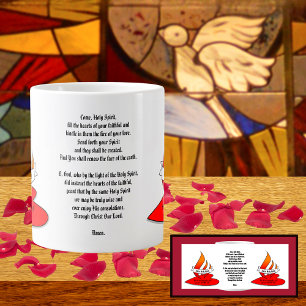 Caneca De Café Grande Fogo ou Chama e Coração com Citação de Pentecostes
