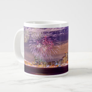Caneca De Café Grande Fogos de artifício do ano novo em São Francisco