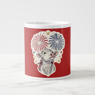 Caneca De Café Grande Fogueira Patriótica de Bezerro & Estrelas