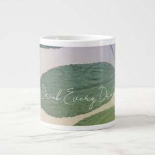 Caneca De Café Grande Folha Verde Bebe Cada Gota