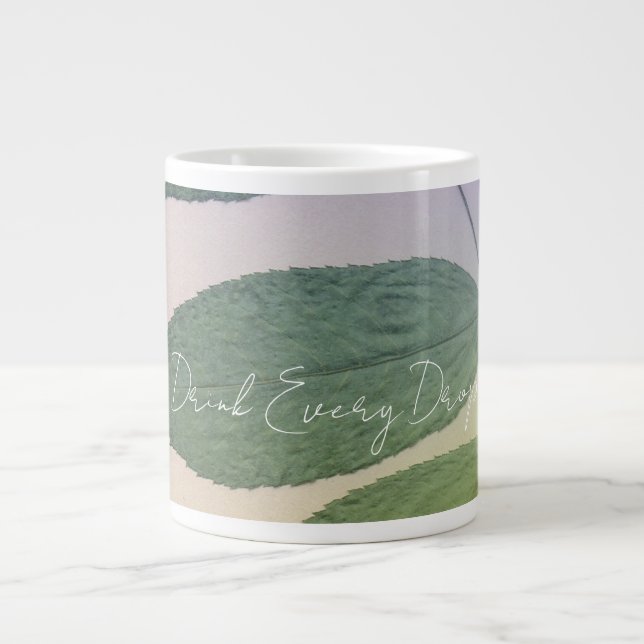 Caneca De Café Grande Folha Verde Bebe Cada Gota (Frente)