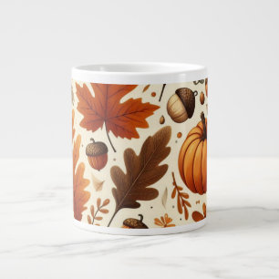 Caneca De Café Grande Folhas/abóboras/boletas clássicas do outono