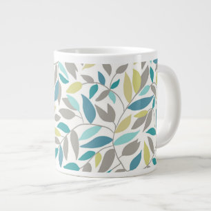 Caneca De Café Grande Folhas abstratas coloridas