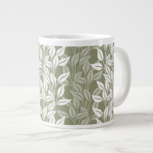 Caneca De Café Grande Folhas Caídas Verde Oliva Botânico