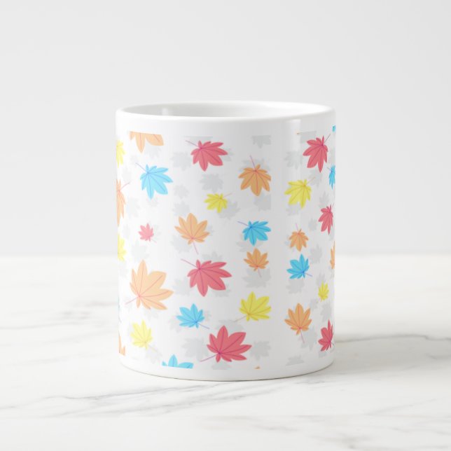 Caneca De Café Grande Folhas Coloridas (Frente)