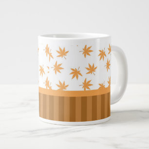 Caneca De Café Grande Folhas de bordo gráficas amarelas de outono, cláss