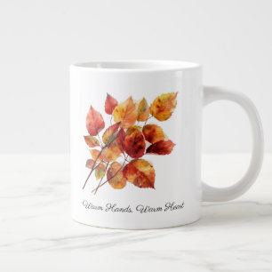 Caneca De Café Grande Folhas de Colheita de ouros: Cair de Aquarela, per