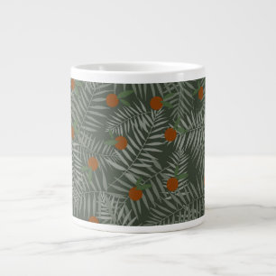 Caneca De Café Grande Folhas de Palma e Laranjas