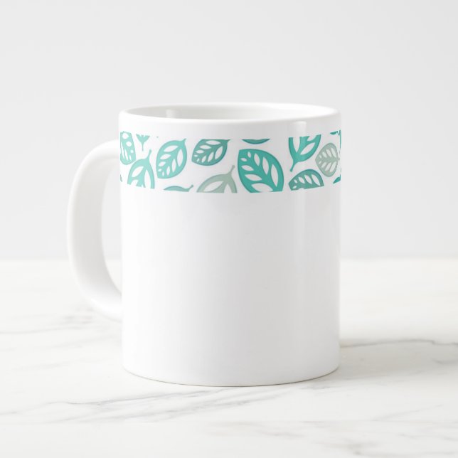 Caneca De Café Grande Folhas Jumbo Mug (Frente Esquerda)