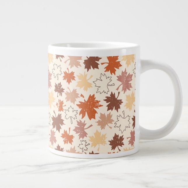 Caneca De Café Grande Folhas naturais de outono design (Direita)