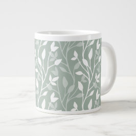 Caneca De Café Grande Folhas Silhuetas Minimalistas Modernas Aquatone