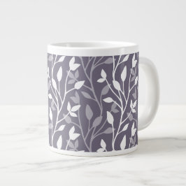 Caneca De Café Grande Folhas Silhuetas Modernas Minimalistas Lavanda Pro
