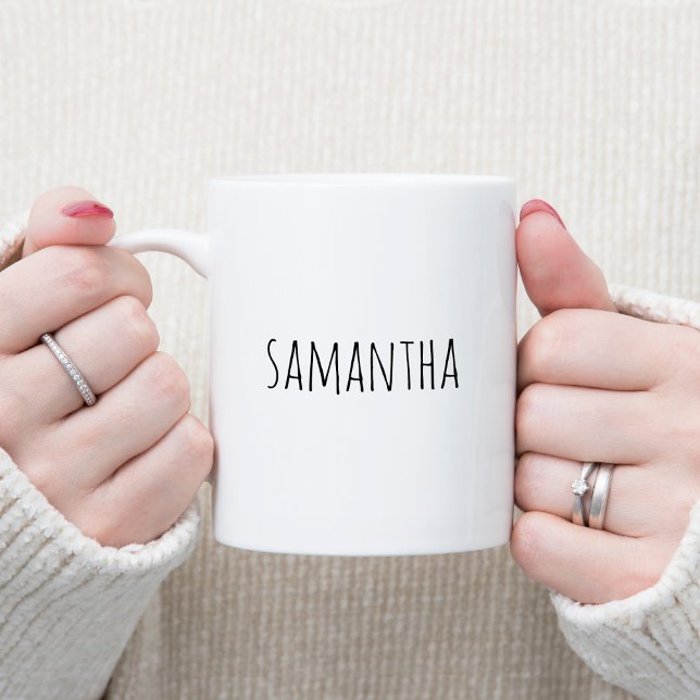 Caneca De Café Grande Fonte Personalizada de Estilo de Escrita Manual Pr (Trendy Black Handwriting Style Font Personalized Giant Coffee Mug)