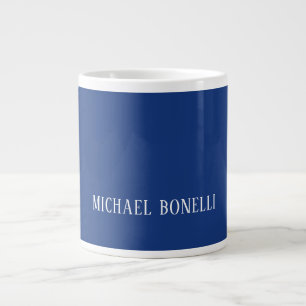 Caneca De Café Grande Fonte Serifada Elegante Azul Clássico Minimalista