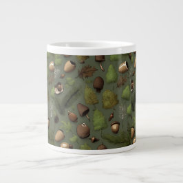 Caneca De Café Grande Forest Floor Rustic Woodland Pattern