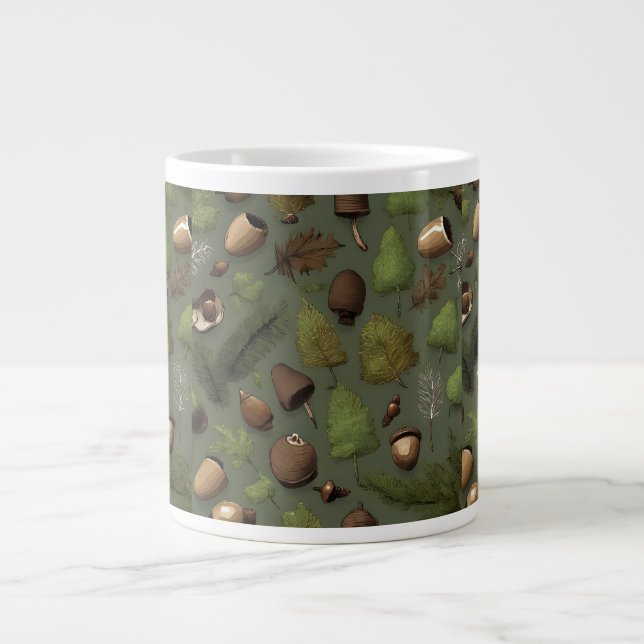 Caneca De Café Grande Forest Floor Rustic Woodland Pattern (Frente)