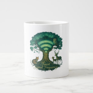 Caneca De Café Grande Forest Signal Frequency Mug - Nature WiFi Art