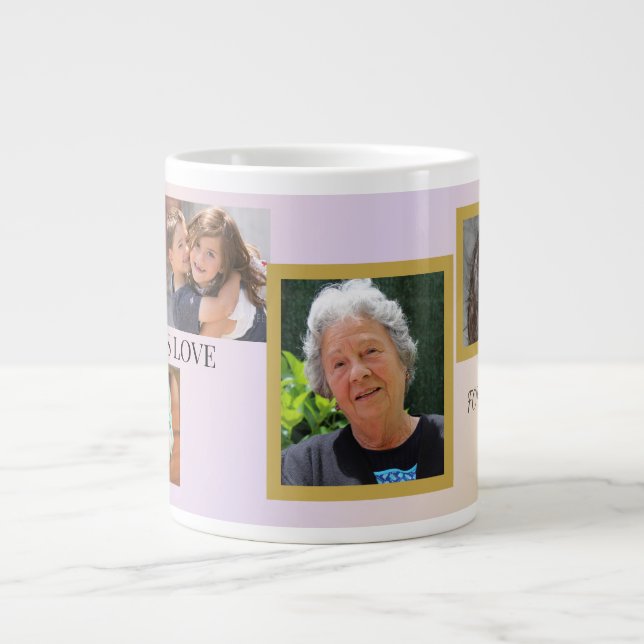 Caneca De Café Grande Forever Family 5-photo Tribute with Pet (Frente)