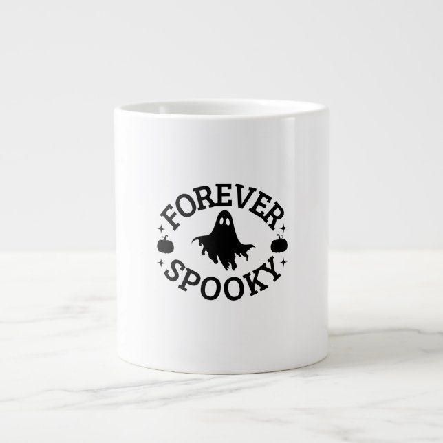 Caneca De Café Grande Forever Spooky Cute Ghost & Pumpkins Mug (Frente)