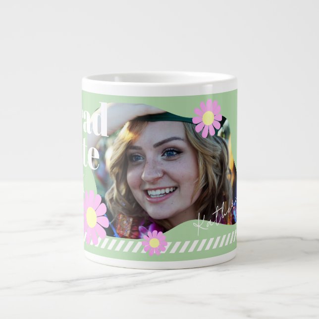 Caneca De Café Grande Formando Daisy Photo Green (Frente)