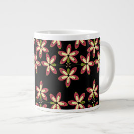 Caneca De Café Grande Formas florais contínuas repetitivas