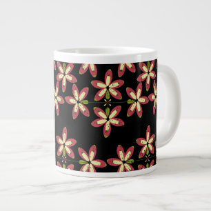 Caneca De Café Grande Formas florais contínuas repetitivas