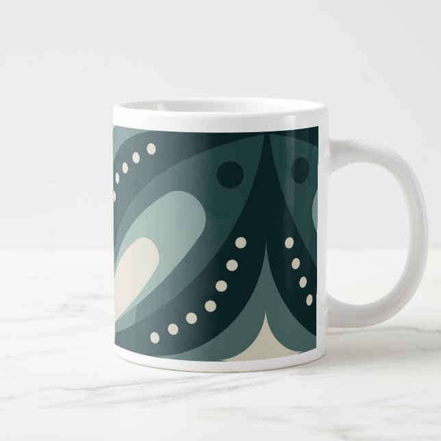Caneca De Café Grande formas verdes retrô (Direita)