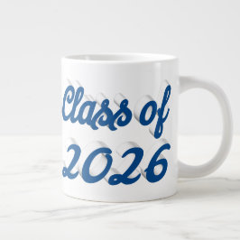 Caneca De Café Grande Formatura da turma de 2026 em letra cursiva azul