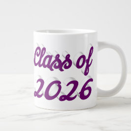 Caneca De Café Grande Formatura da turma de 2026 em letra cursiva roxa