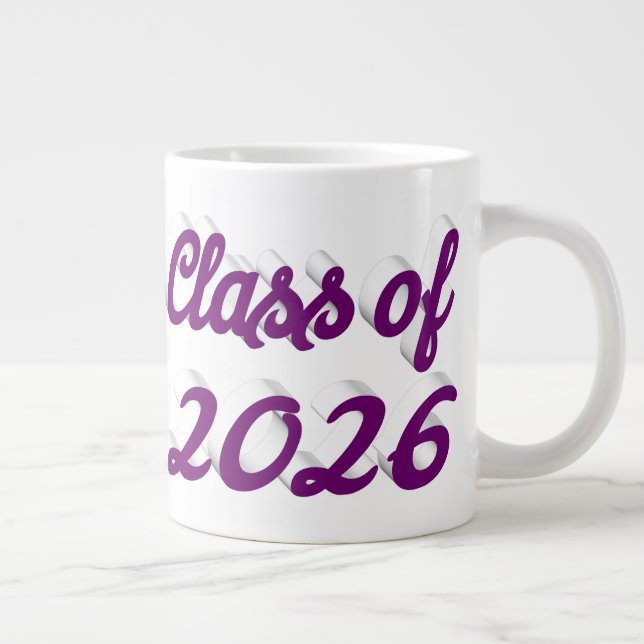 Caneca De Café Grande Formatura da turma de 2026 em letra cursiva roxa (Direita)