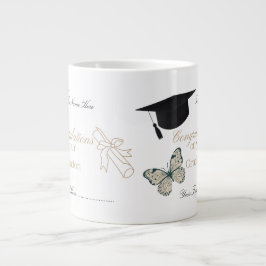 Caneca De Café Grande Formatura Personalizada com Borboletas e Chapéu