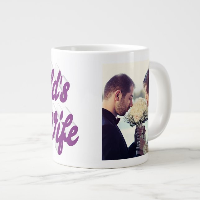 Caneca De Café Grande Foto da Esposa, Púrpura Lata de Café (Frente Esquerda)