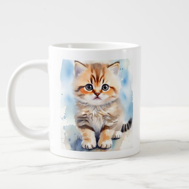 Caneca De Café Grande Foto de Gato Fofo (Esquerda)