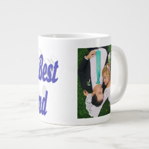 Caneca De Café Grande Foto do marido com texto azul Giant Co Giant Café