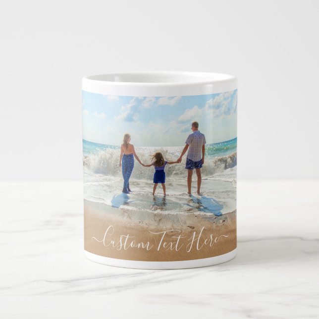 Caneca De Café Grande Foto e texto personalizados - Design único (Frente)