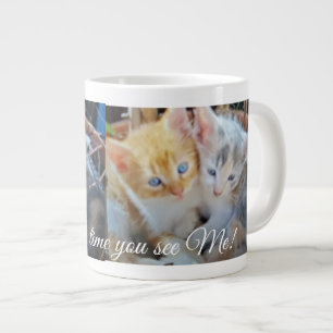 Caneca De Café Grande Foto engraçada de dois gatinhos fofos na frente, c