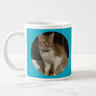 Caneca De Café Grande Foto Gato Ruivo Texto